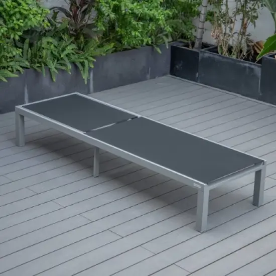 LeisureMod Marlin Patio Sling Chaise Lounge Chair in Grey Aluminum image {4}