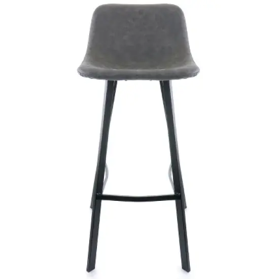 Elama Faux Leather Bar Stool in Gray with Black Legs image {1}