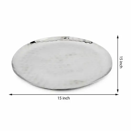 Inox Artisans Full Polished Stainless Steel Round Service Tray image {3}