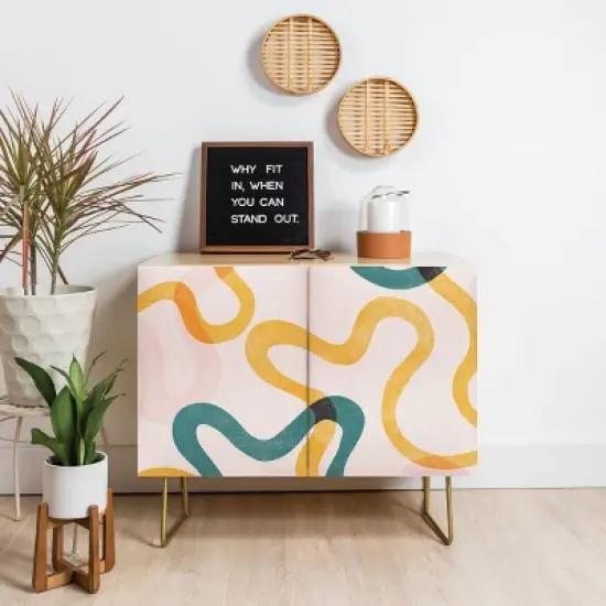 ThirtyOne Illustrations Streamers Gold Legged Credenza - Deny Designs image {1}