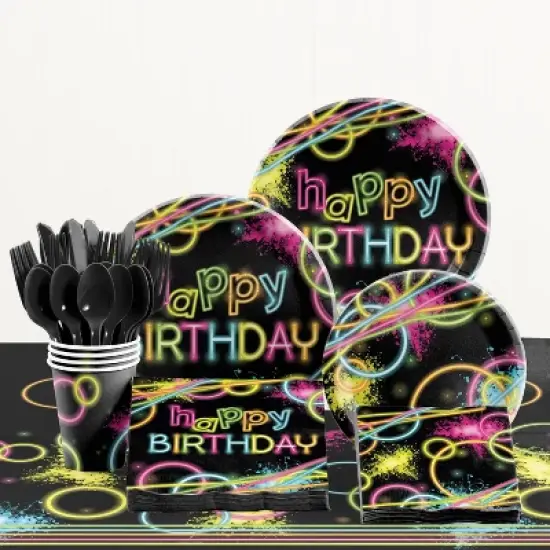 24ct Glow Party Dessert Plates Black image {2}