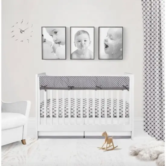 Bacati - Mix n Match Chevron/Dots Crib Rail Guard set of 2 Covers White/Gray image {5}