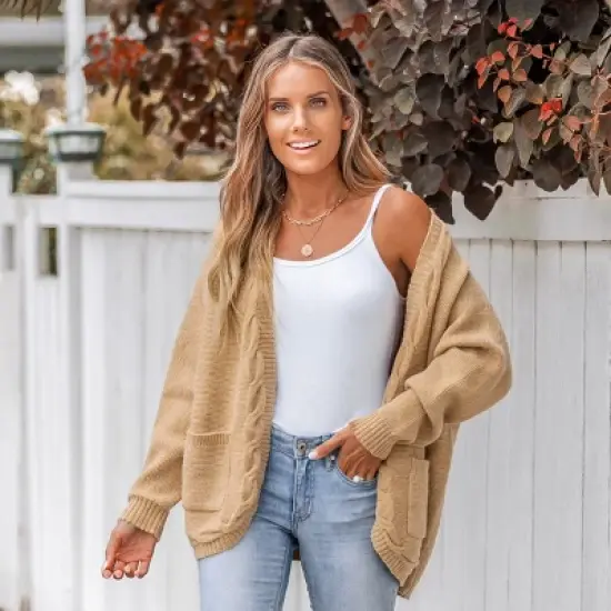 Women's Open-Front Chunky Knit Cardigan - Cupshe image {3}