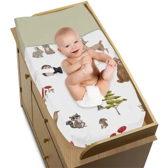 Sweet Jojo Designs Boy Girl Gender Neutral Unisex Changing Pad Cover Watercolor Woodland Forest Animals Multicolor image {1}