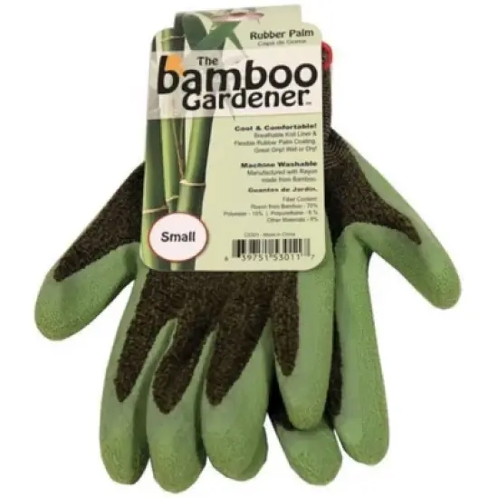 Bellingham Bamboo Gardener Gloves, Natural Rubber Palm, Green, Size Small (1 pair) image {2}