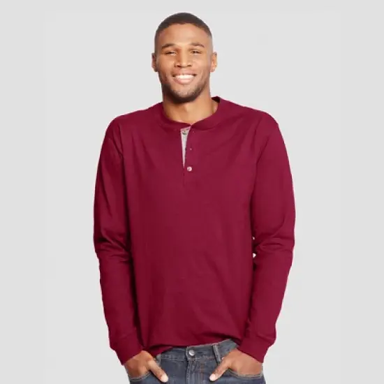 Hanes Men's Long Sleeve Beefy Henley Shirt image {3}