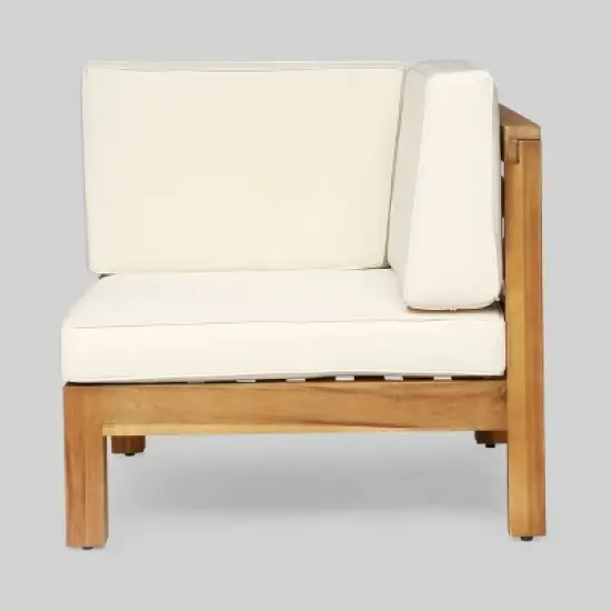 Oana 4pc Acacia Wood Patio Sectional Chat Set w/ Cushions - Christopher Knight Home image {2}