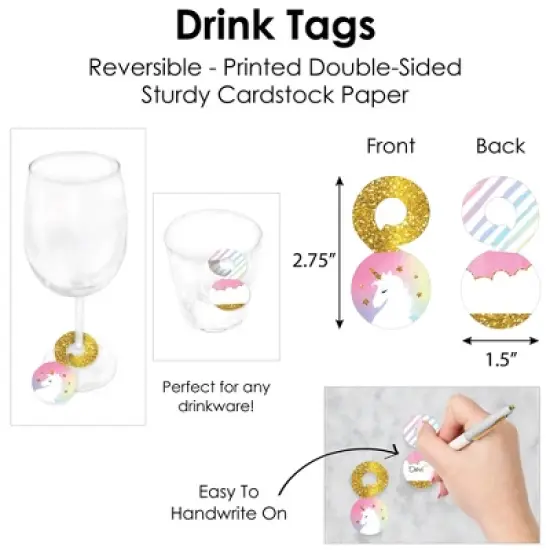 Big Dot of Happiness Rainbow Unicorn - Magical Unicorn Baby Shower or Birthday Party Paper Charger & Table Decorations Chargerific Kit for 8 image {4}