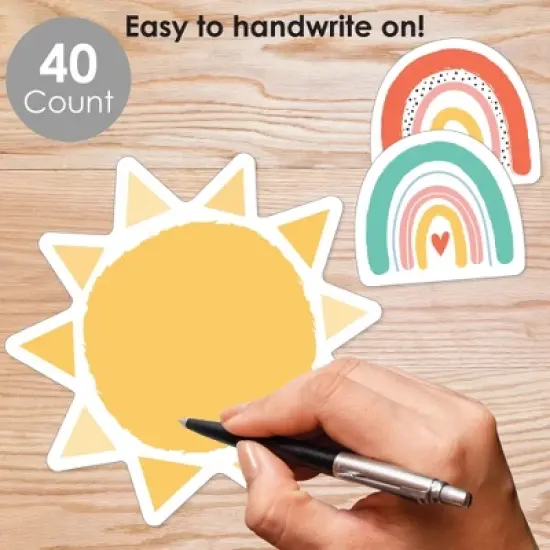Big Dot of Happiness Pastel Boho Rainbow - DIY Classroom Decorations - Bulletin Board Cut-Outs - Set of 40 image {1}