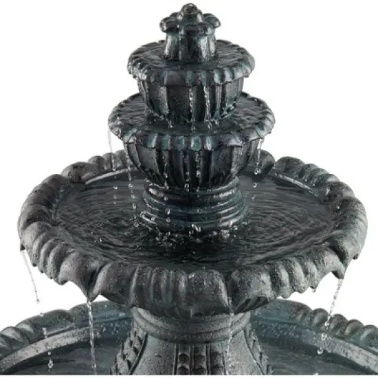 John Timberland Hampton Rustic 4 Tier Cascading Outdoor Floor Water Fountain with LED Light 56 3/4" for Yard Garden Patio Deck Porch Exterior Balcony image {2}