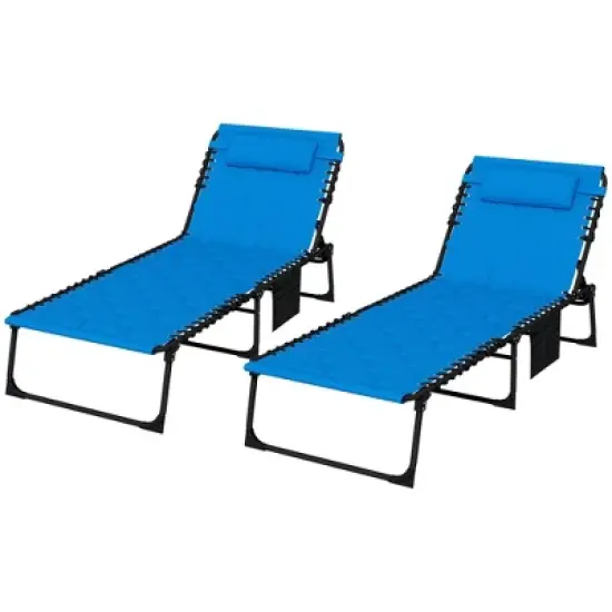 PAGED Folding Chaise Lounge Portable Lounge Chair Outdoor with 4-Position Reclining Back for Camping, Beach, Party, Picnics, Patio image {7}