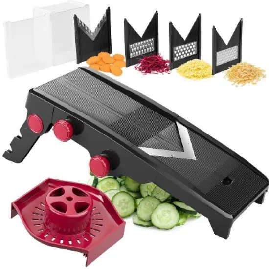 MuellerLiving Mandoline Slicer for Kitchen, Adjustable Vegetable Chopper, Fruit, Cheese Grater, Potato Chips Slicer - Black image {10}