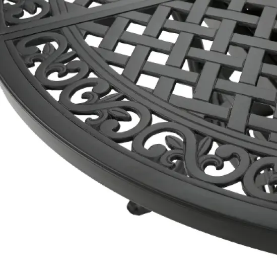 GDFStudio Stock Outdoor Expandable Aluminum Dining Table with Umbrella Hole image {6}