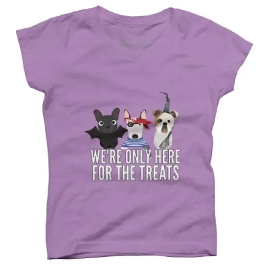 Girl's Design By Humans Dog Halloween - We're Only Here For The Treats By PedigreePrints T-Shirt image {6}
