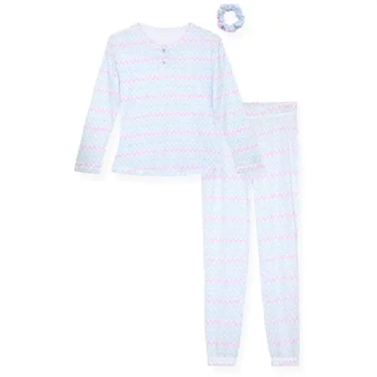 Sleep On It Girls 2-Piece Hacci Pajama Set - Chevron image {4}