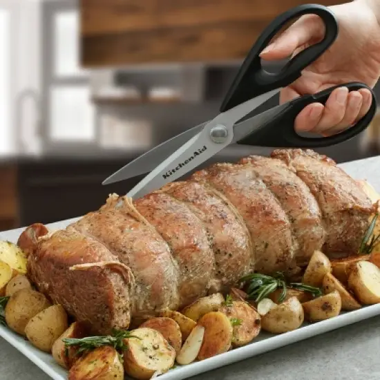 KitchenAid Utility Shears: Stainless Steel Kitchen Scissors, Dishwasher-Safe, Black Handle, 4.5" Blade, Lifetime Warranty image {3}