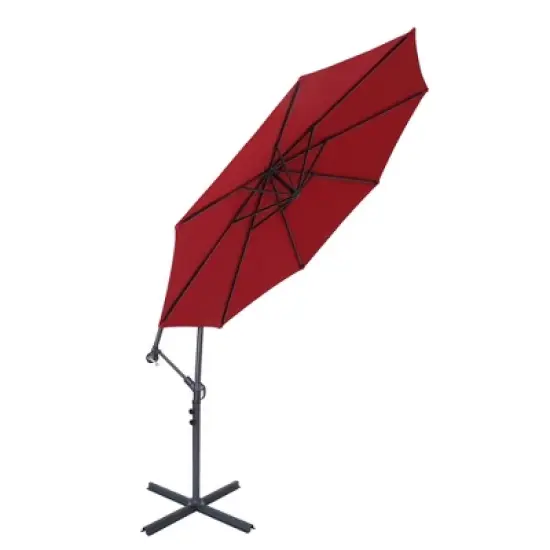 10' x 10' Cantilever Patio Hanging Umbrella with Crank and Cross Base Red - Wellfor image {2}
