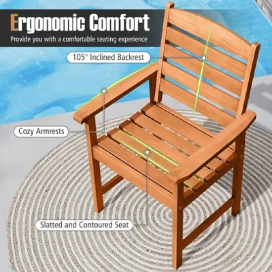 Costway Patio Chairs Set of 2/4 with Inclined Backrests and Slatted Seats for Deck image {5}