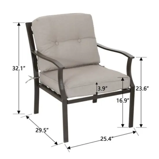 3pc Metal Conversation Set - Beige - Captiva Designs image {9}