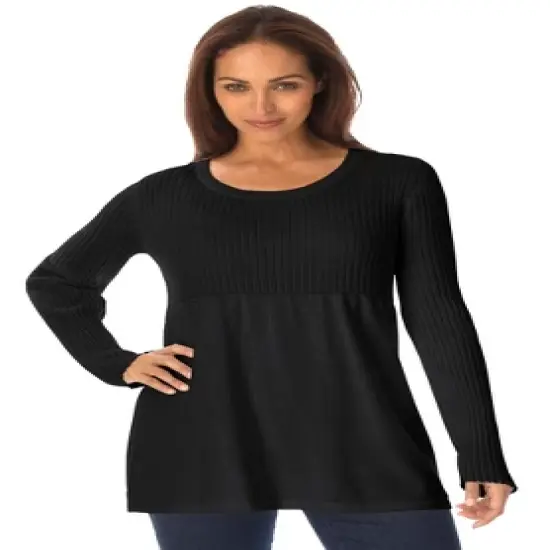 Jessica London Women&rsquo;s Plus Size Ribbed Baby Doll Tunic Sweater image {3}