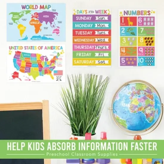 Hadley Designs Educational Laminated Posters for Kids (Set of 16) - Classroom & Room Decor image {3}