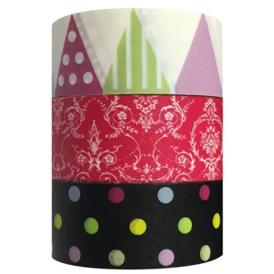 Wrapables Festive Washi Masking Tape (Set of 3), 10M L x 20mm W image {1}