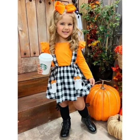 Girls Ghostest With The Mostest Overall Skirt Set - Mia Belle Girls image {2}