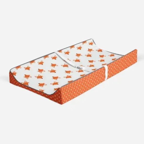 Bacati - Playful Fox Quilted Changing Pad Cover -Orange Arrows in Gussett image {1}