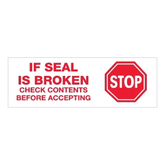 Tape Logic Pre-Printed Carton Sealing Tape "Stop If Seal Is Broken..." 2.2 Mil 2 T902P01 image {1}