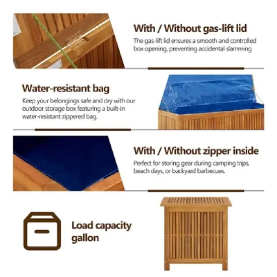 vidaXL Patio Storage Box 23.6"x19.7"x22.8" Solid Wood Acacia image {10}