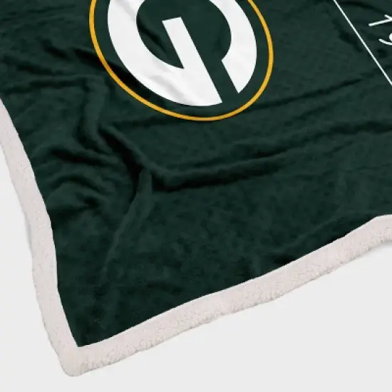 NFL Green Bay Packers Legacy Script Sherpa Flannel Fleece Blanket image {2}