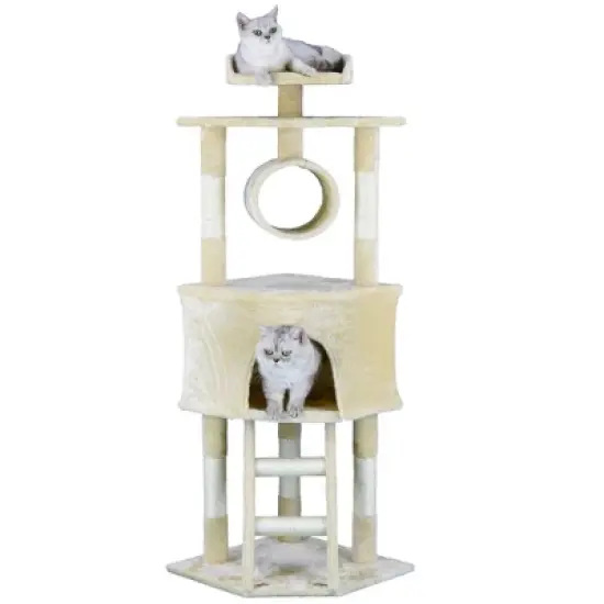 Homessity 56" economical Cat Tree with Sisal Covered Posts HC-013 - Beige image {1}