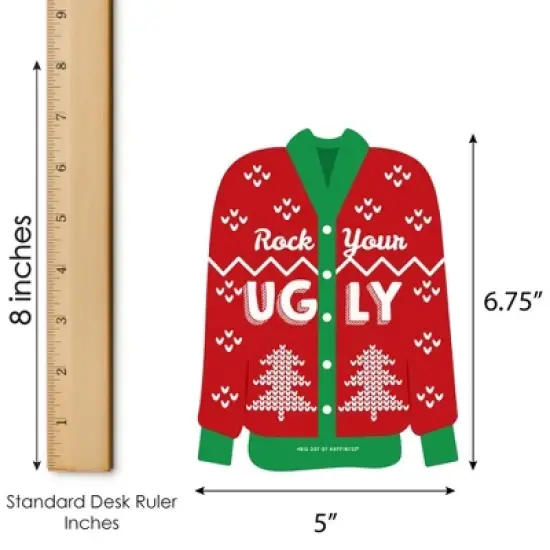 Big Dot of Happiness Ugly Sweater - Bar Bingo Cards and Markers - Holiday and Christmas Party Shaped Bingo Game - Set of 18 image {5}