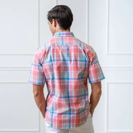 Hope & Henry Mens' Organic Cotton Short Sleeve Poplin Button Down Shirt image {2}