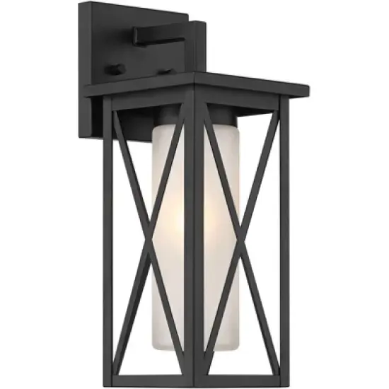 360 Lighting Raynor 15" High Modern Outdoor Wall Light Fixture Mount Porch House Exterior Outside Weatherproof Black Metal Glass Shade Front Door image {6}
