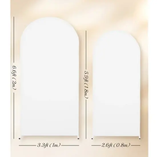 Wedding Arch Stand Covers, Stretchy Wedding Arch Cover, 5.9ft+6.6ft Spandex Round Top Backdrop Cover for Banquet Decoration One Size,White image {1}