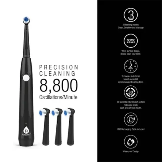 Pursonic USB Rechargeable Rotary Toothbrush with 3 Brush Heads image {2}