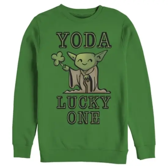 Men's Star Wars St. Patrick's Day Cartoon Yoda Lucky One Sweatshirt image {3}