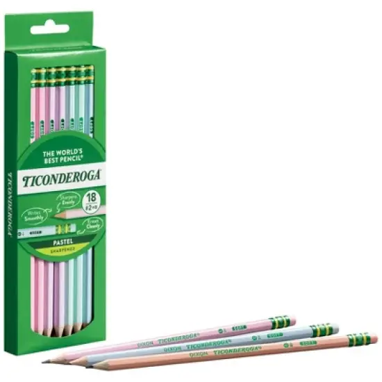 Ticonderoga&reg; Wooden Pencil Pastel, Sharpened, 18 Per Pack, 3 Packs image {3}