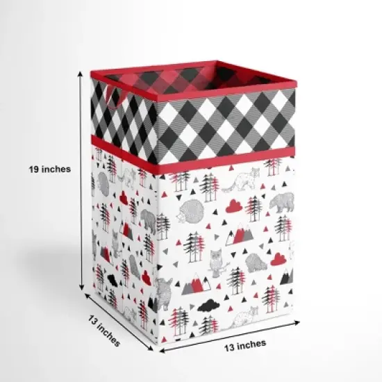 Bacati - Woodlands Red/Black/Gray Collapsible Laundry Hamper image {3}