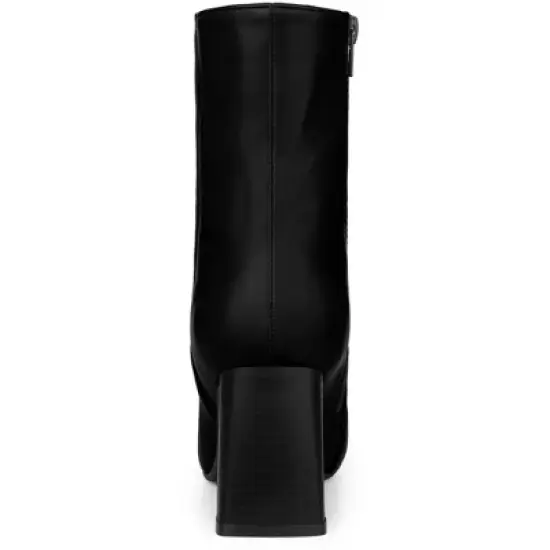 Perphy Women's Pointed Toe Zipper Block Heels Ankle Boots image {2}