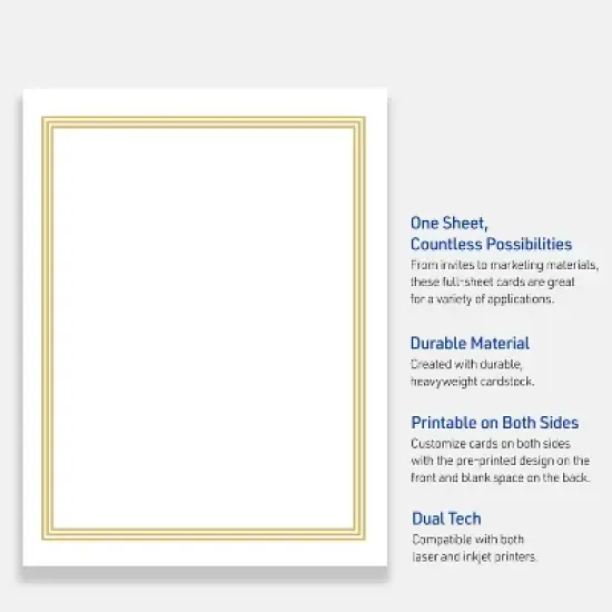 Avery 8.5" x 11" Cards, Gold Multi-Lined Border, 10 ct image {2}