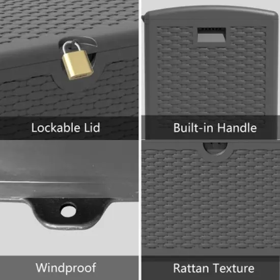 Decksplore 80 Gallon Outdoor Storage Box Deck Box Indoor Outdoor Use, Waterproof Resin Storage Bin image {9}
