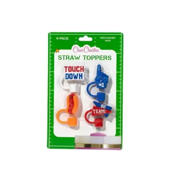 CharCharms 4pk Tailgate Football Straw Toppers image {4}