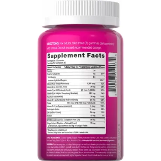 Pink Vitamins Vibrant Prenatal Multivitamin + DHA Gummies - Natural Berry - 60ct image {1}