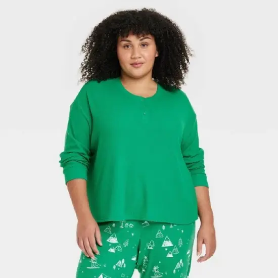 Women's Matching Family Thermal Pajama Top - Wondershop&trade; Green image {4}
