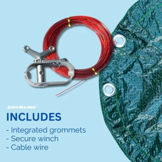 Swimline Hydrotools Supreme Guard Heavy Duty Winter Pool Cover for 24 Ft Above Ground Swimming Pools, Round Design, Green/Black image {2}