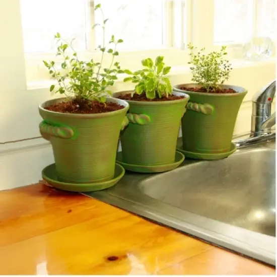 Window Garden 6" Rustic Charm Planter - Ceramic Decorative Pot for Herbs, Flowers, Succulents. Home D&eacute;cor & Gift. image {3}