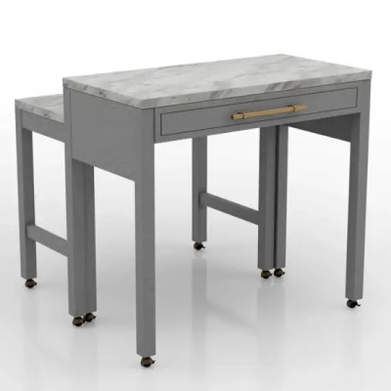 5pc Gardenside Expandable Counter Height Dining Table Set White/Light Gray/Beige - HOMES: Inside + Out image {5}