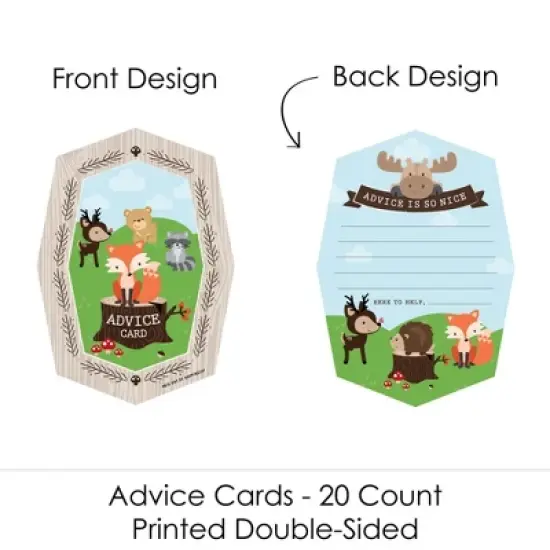 Big Dot of Happiness Woodland Creatures - Wish Card Baby Shower Activities - Shaped Advice Cards Game - Set of 20 image {2}